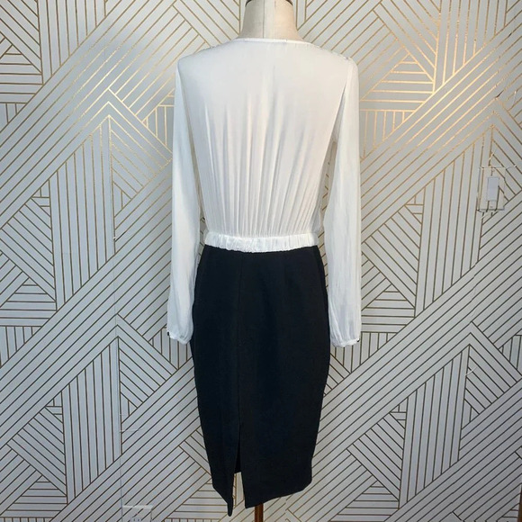 Zara Dress Basic Two-Tone Pencil Sheath Dress in Cream and Black Size Small - Picture 7 of 8